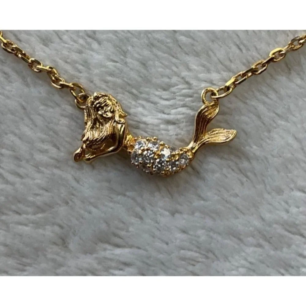 New Mermaid necklace stainless steel with crystal's in gold color - Picture 3 of 6